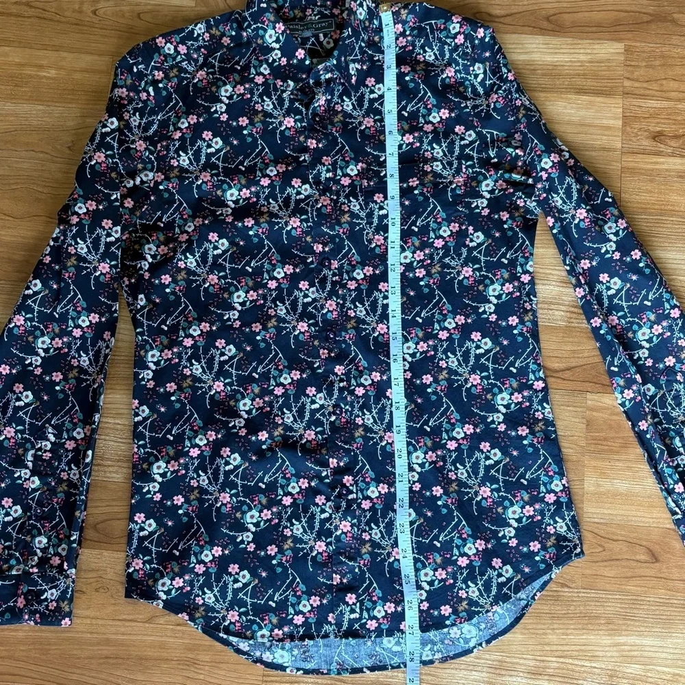 Paisley & Gray Floral Navy Men's Button Down Slim Fit Small 15